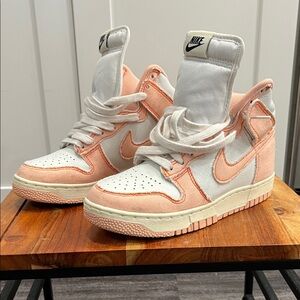 Nike Women's Coral and White High-Top Sneakers